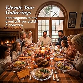 Aya\'s Cutlery Kingdom 50 Pack Clear Plastic Plates 9 Inch - Heavy Duty, Round, Disposable Plates for Parties, Weddings, and Events - Elegant Party Plate for Serving Appetizers, Salads, and Desserts