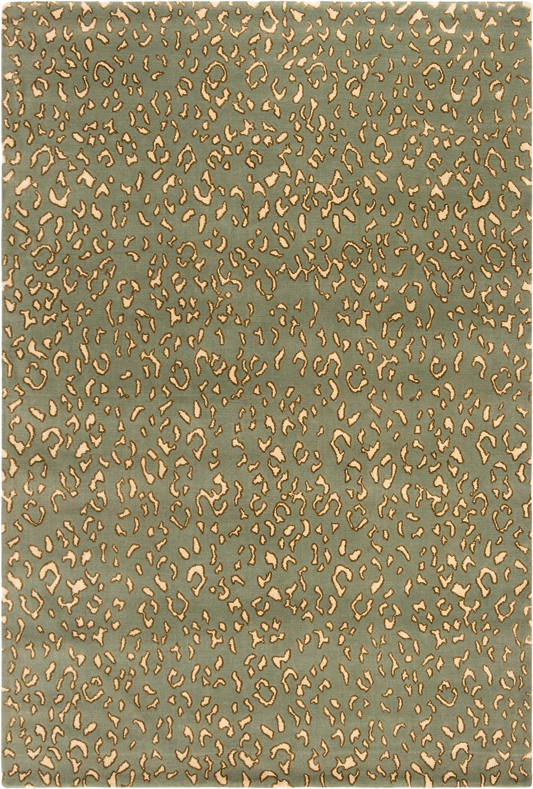 SAFAVIEH Nepalese Collection 4' x 6' Aqua / Cream SZK271A Hand-Knotted Leopard Print Wool & Silk Area Rug