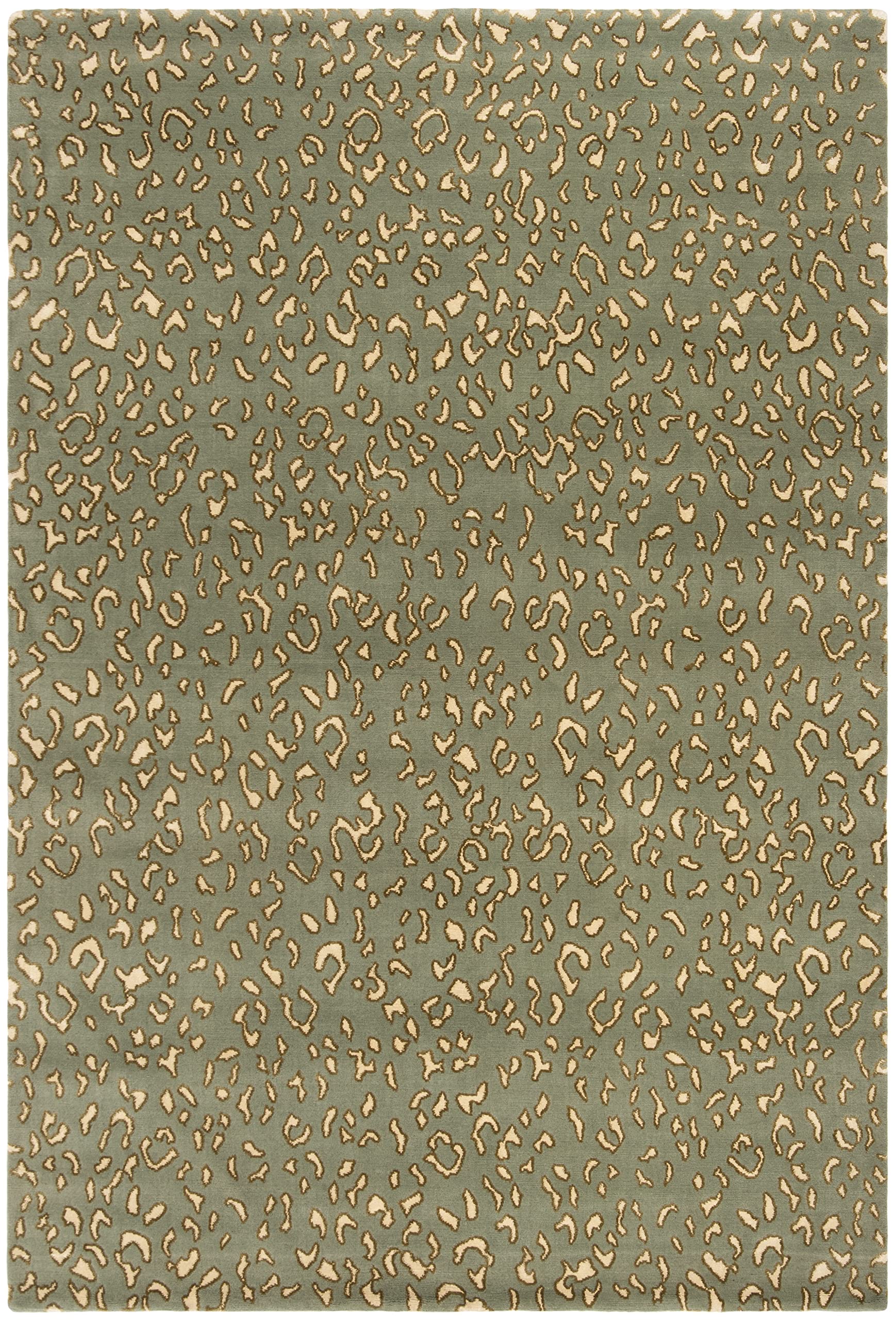 SAFAVIEH Nepalese Collection 4' x 6' Aqua / Cream SZK271A Hand-Knotted Leopard Print Wool & Silk Area Rug