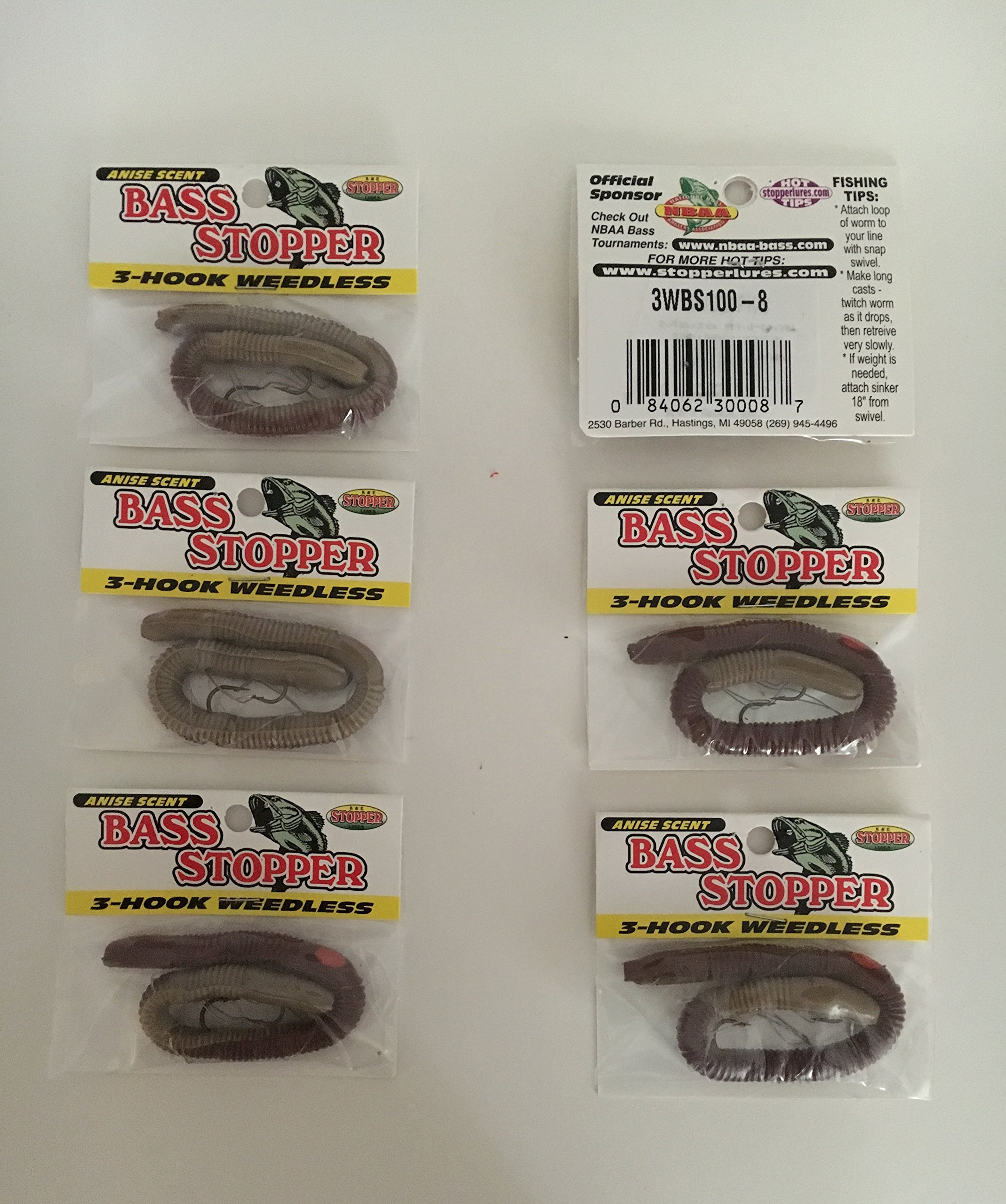 Bass Stopper Lures Natural Weedless 6 Pack Bundle K&E Bass Worms : Sports & Outdoors