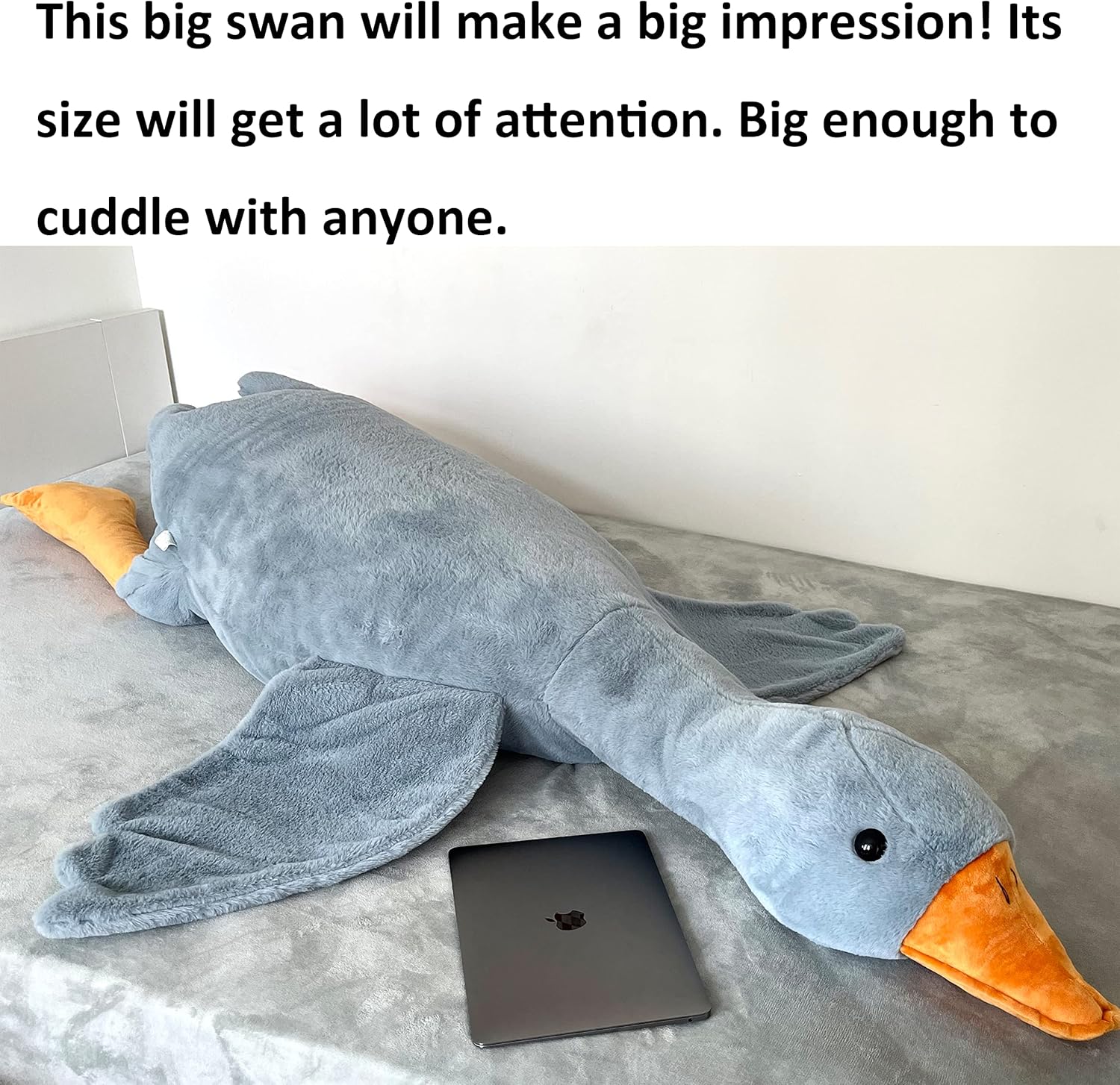 Tanha Giant Goose Plush, 6 Foot Goose Stuffed Animal, Cute Stuffed Goose, Soft Grey Duck Plush Gift for Girlfriend, Kids or Best Friend（75inch, 190cm）