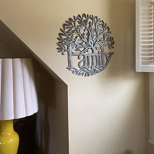 Miniatura 5 de Letrero familiar para colgar en la pared, decoración del árbol de la vida, decoración del hogar para interiores y exteriores, hecho a mano en Haití,