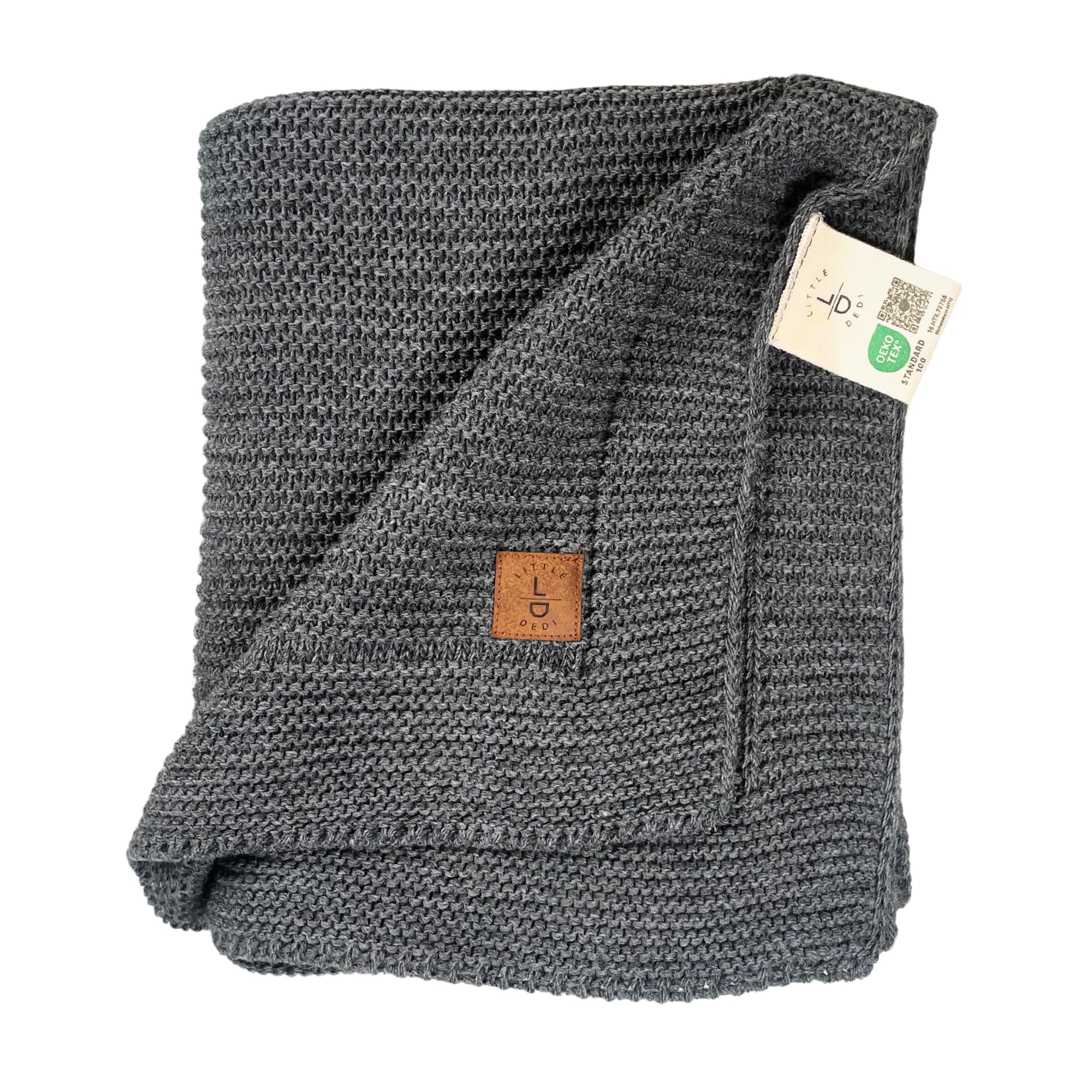 Little Dedi Baby Blanket, Soft & Breathable, Oeko-Tex Certified, Lightweight & Cuddly, Perfect for Newborns, Toddlers, Cot, Pram & Baby Room (Dark Grey)