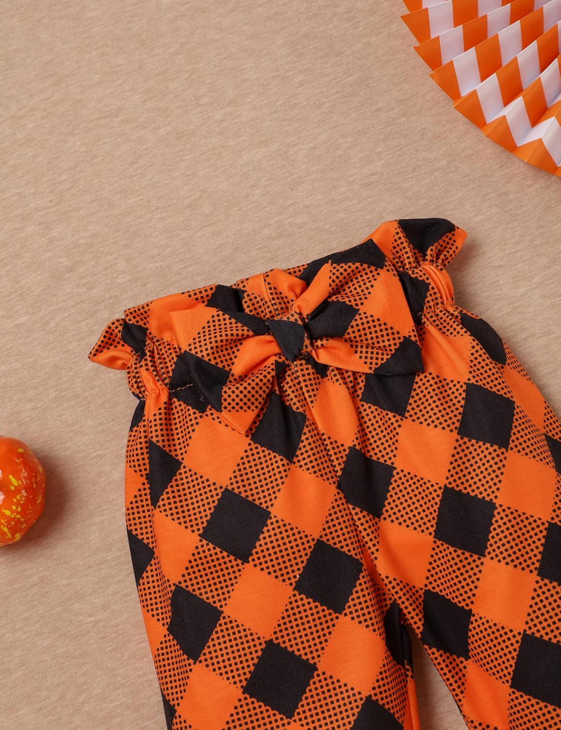 TUEMOS Thanksgiving Outfits Baby Girl My First Thanksgiving Romper+Polka Dot Pant+Headband Baby Girl Thanksgiving Clothes Set - Image 6
