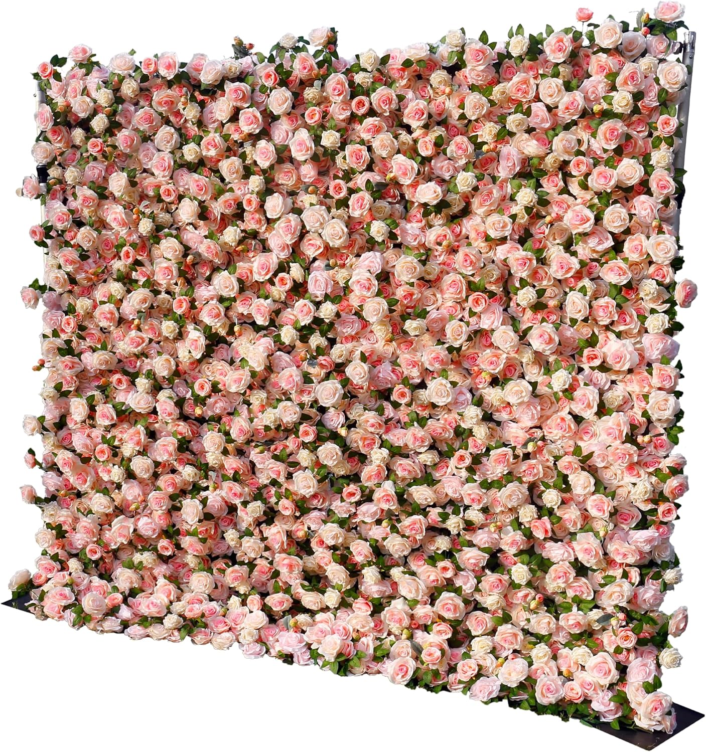 8×8 ft Artificial Pink Flower Wall with Backdrop Stand, 2pcs 4×8 ft Panels, Assembly-Friendly Floral Backdrop for Weddings, Events, Studios & Window Displays