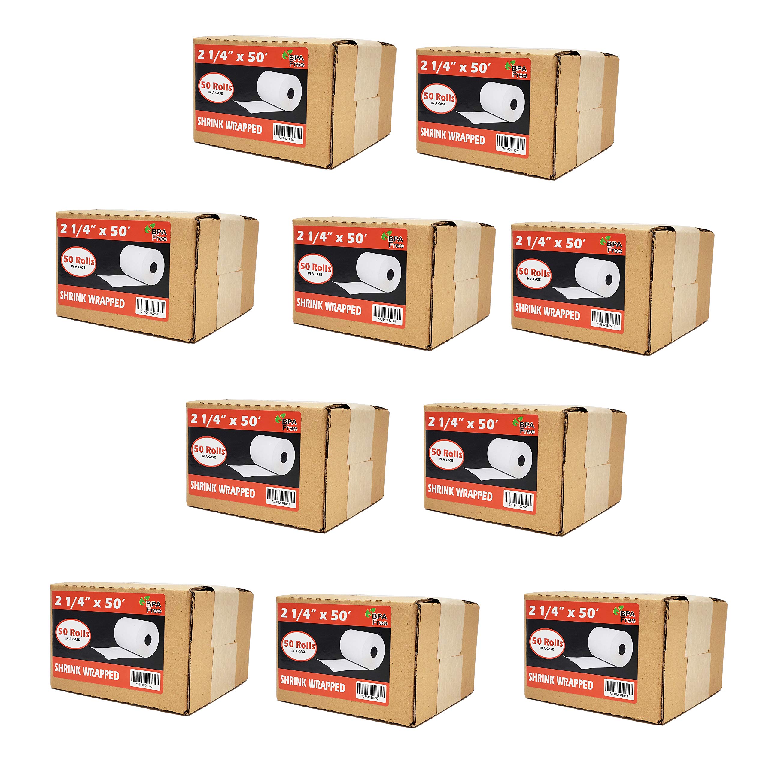 (500 Rolls) 2 1/4 x 50 Thermal Paper Receipt Rolls 55 GSM Premium Quality German Paper fits all Credit Card Terminals Verifone VX520 Ingenico ICT220