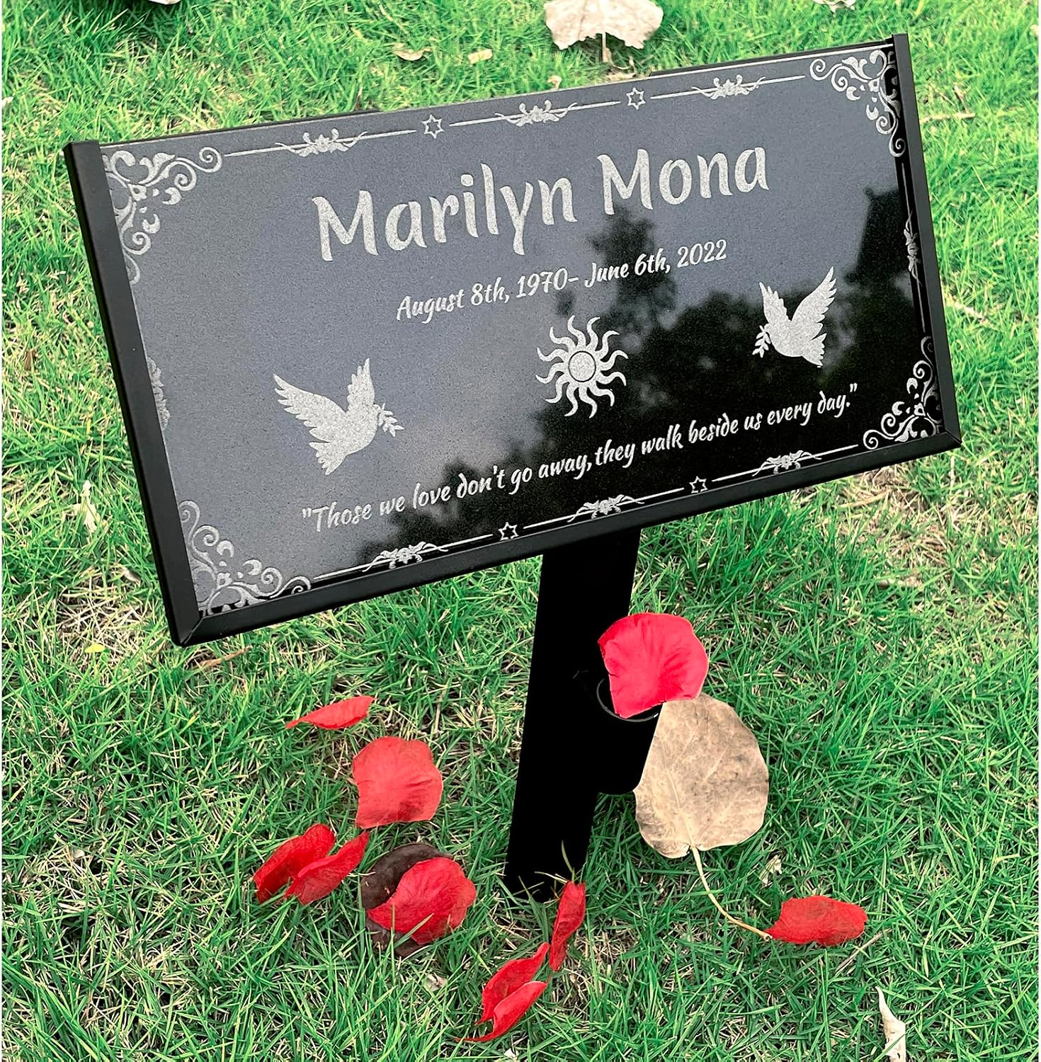 Personalized Memorial Granite Stone,Headstones for Graves,Garden Memorial Stones,Memorial plaques for Outdoors,Cemetery headstones,Grave Marker,Memorial Stones for Loved Ones (Dove-2)