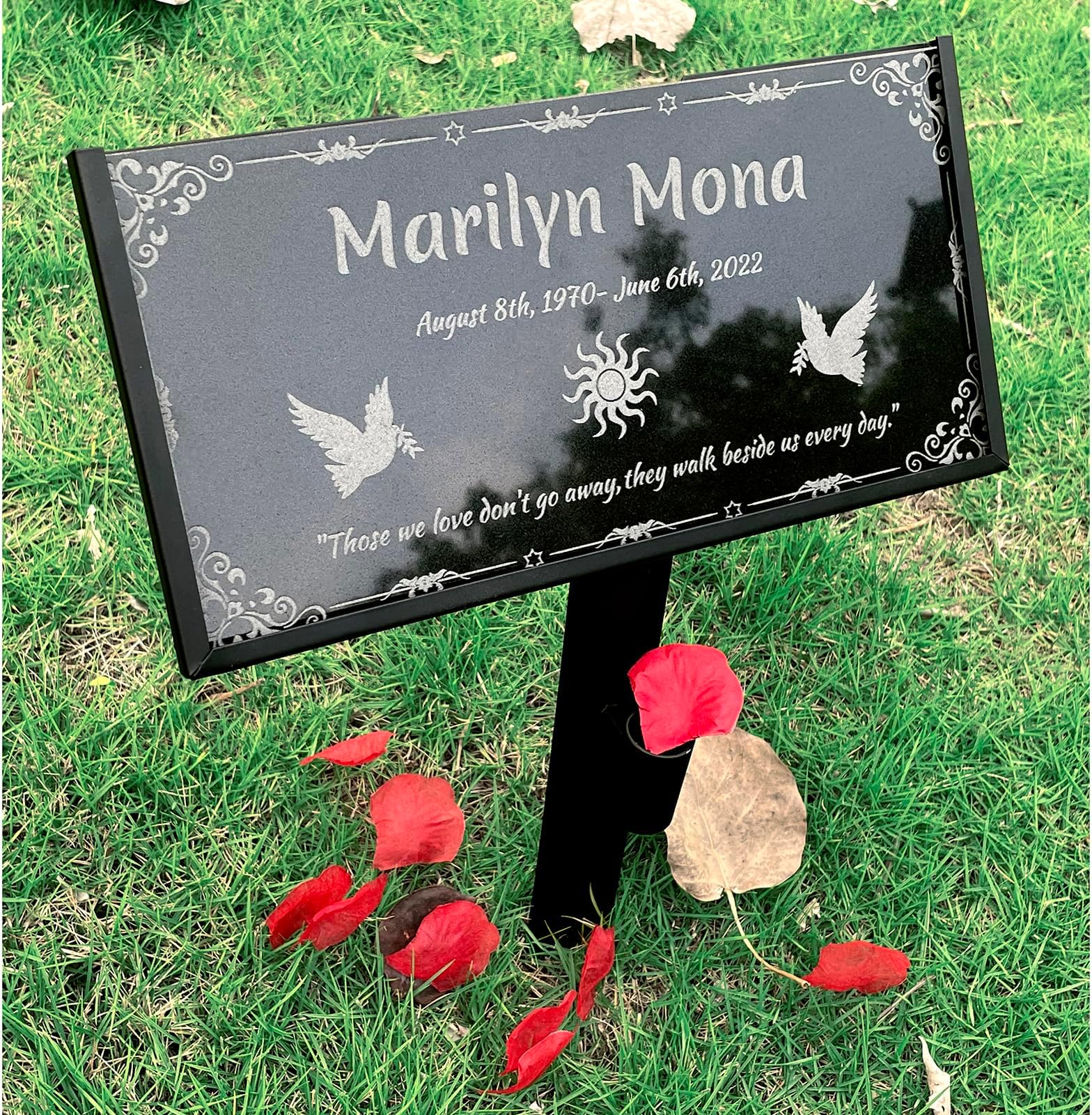 Personalized Memorial Granite Stone,Headstones for Graves,Garden Memorial Stones,Memorial plaques for Outdoors,Cemetery headstones,Grave Marker,Memorial Stones for Loved Ones (Dove-2)