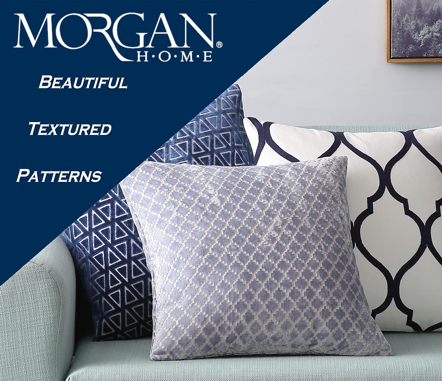 Morgan Home Decorative Throw Pillow Cushions Cover, Solid Velvet Plush, for Sofa Couch or Bed - 18 x 18 inches, 1 PC