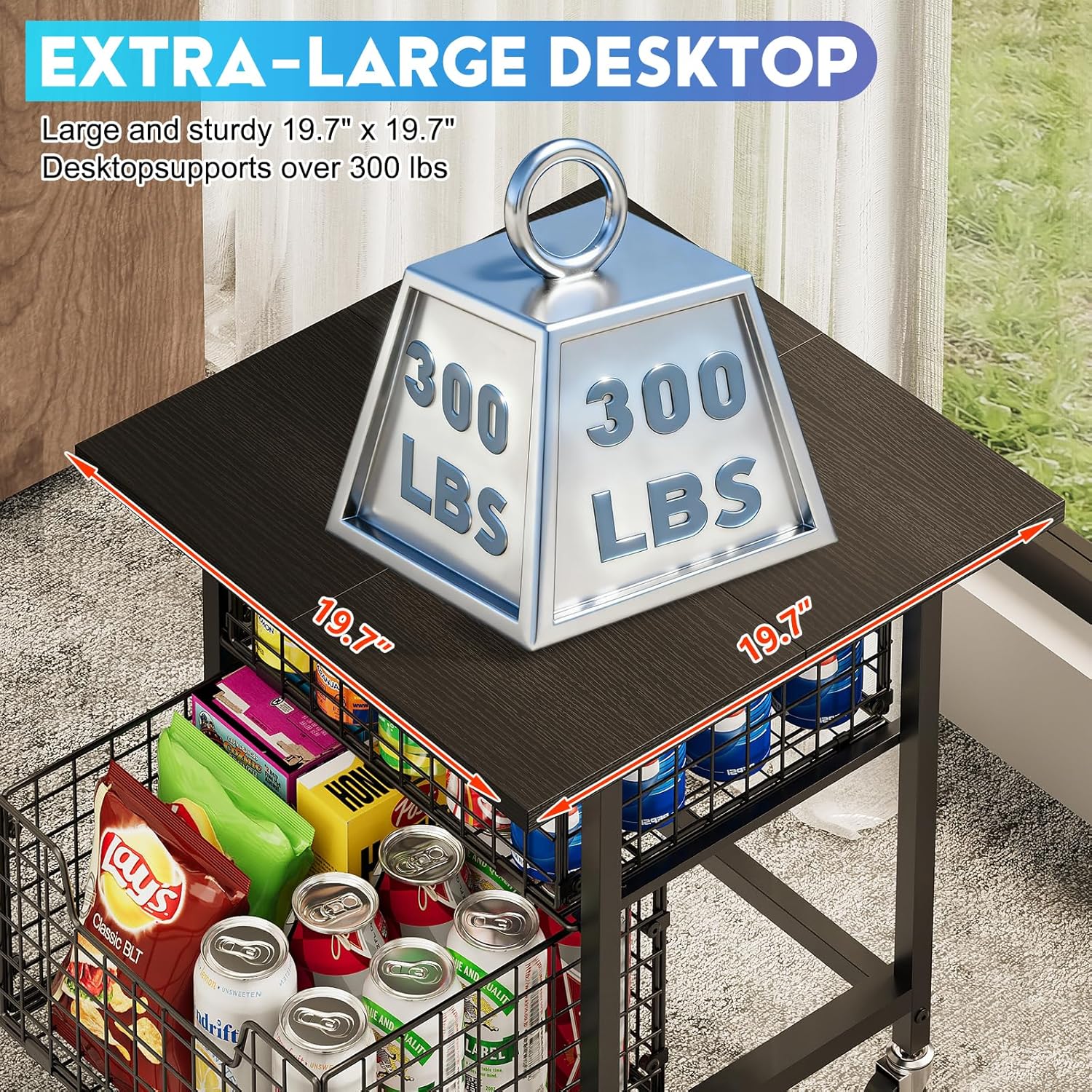 Mini Fridge Stand with Storage, Small Refrigerator Stand with 2 Drawers, Mini Fridge Shelf Cabinet-Max Load 300 LBS Heavy Microwave Stand Mini Fridge Cart for Dorm, Apartment, Kitchen (Black)
