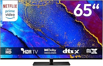 MEDION TV 65 pollici (163,9 cm) Smart TV 4K (compatible con Google TV, Dolby Vision HDR, DVB-T2 HD, DVB-C, DVB-S2, HEVC, Prime Video, Disney+, Dolby Atmos, DTS X, Smart TV, PVR, Bluetooth, MD 865400)