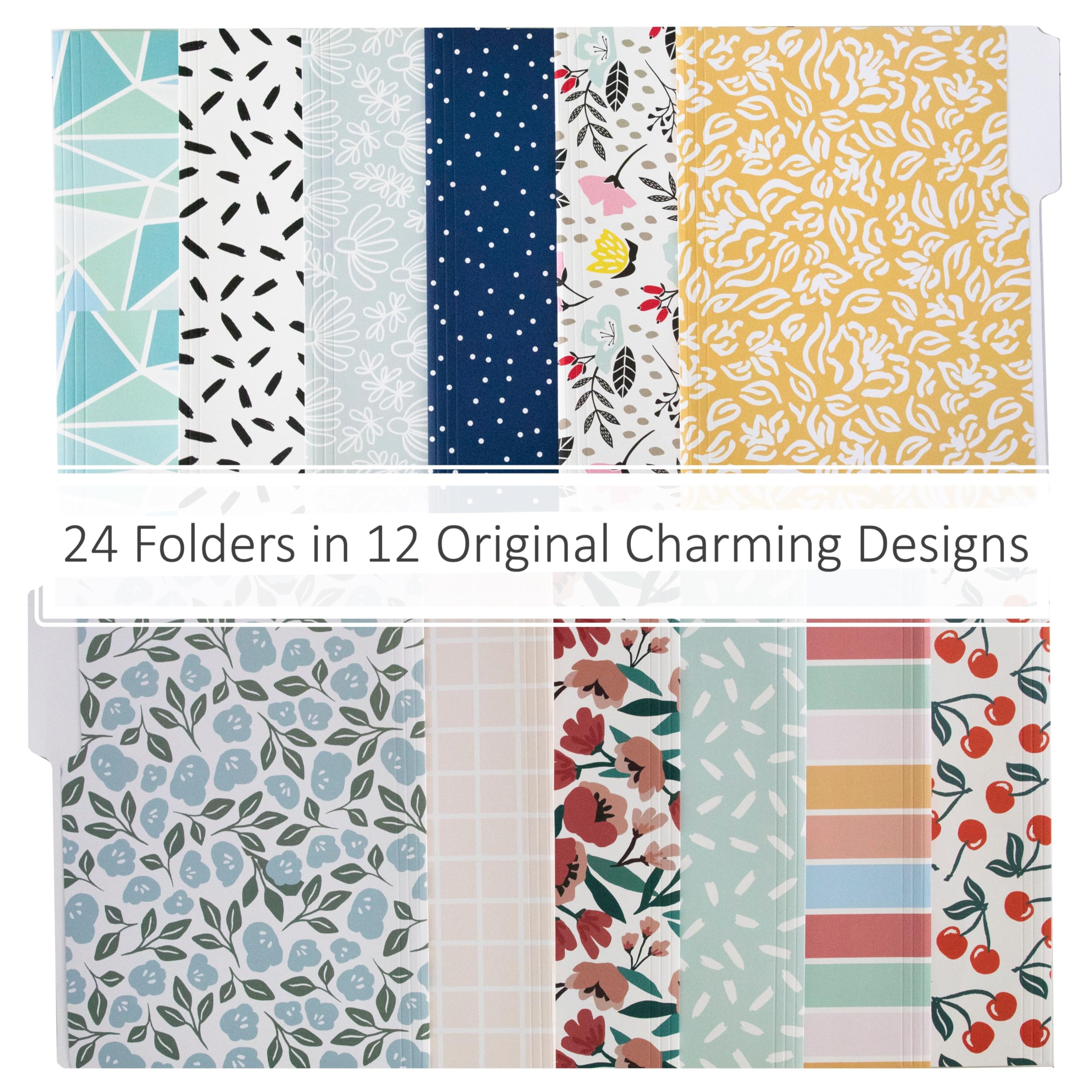 Lindas carpetas de archivos, juego de 24 carpetas decorativas de 3 pestañas tamaño carta, estilo bohemio, manila, 8.5 x 11 pulgadas, bonito diseño, suministros escolares para el hogar, oficina