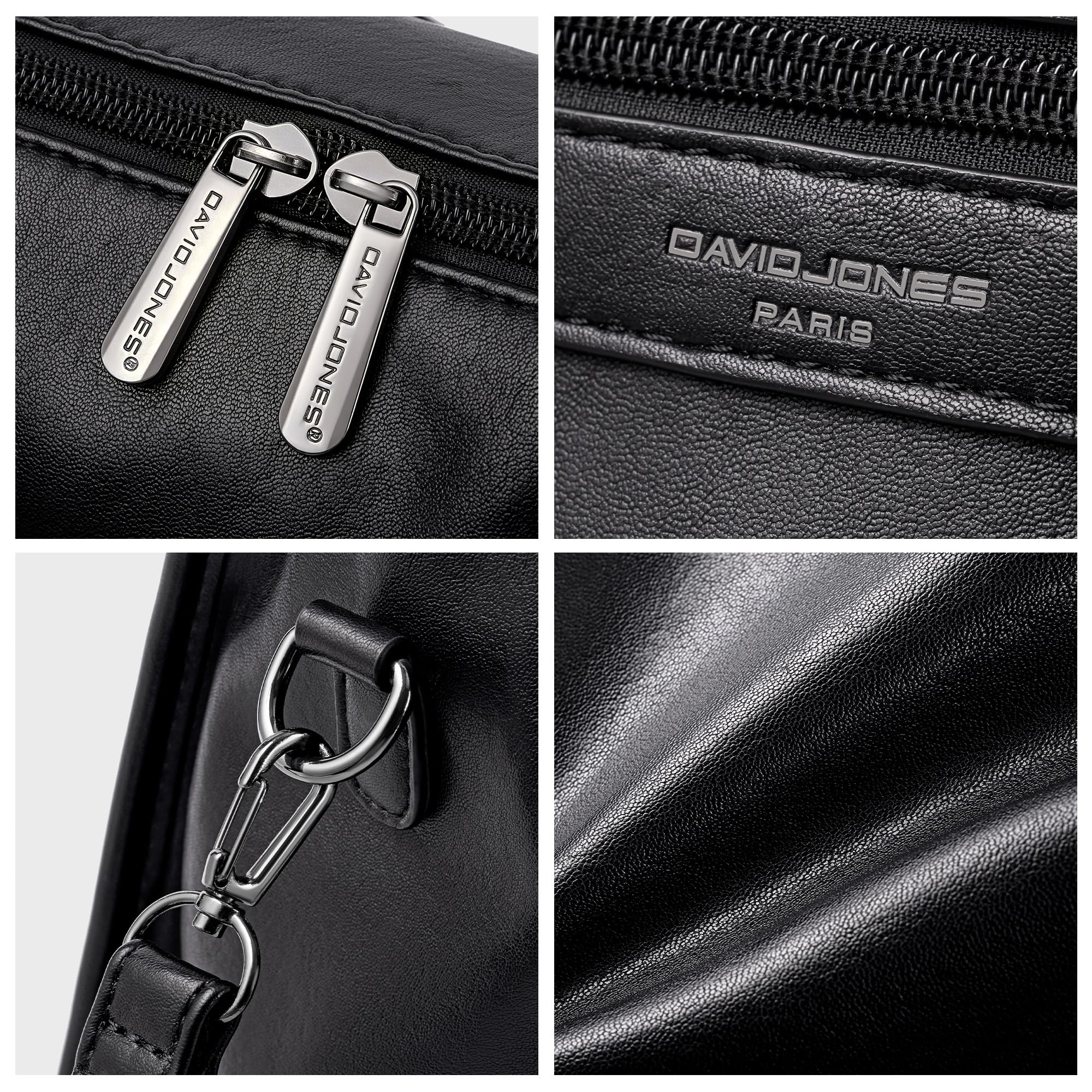 David Jones – Bolso grande para mujer – Bolso de mano para hombro, bandolera de piel sintética – Bolso curso de escuela secundaria de trabajo, talla A4 – Ciudad vintage de moda elegante