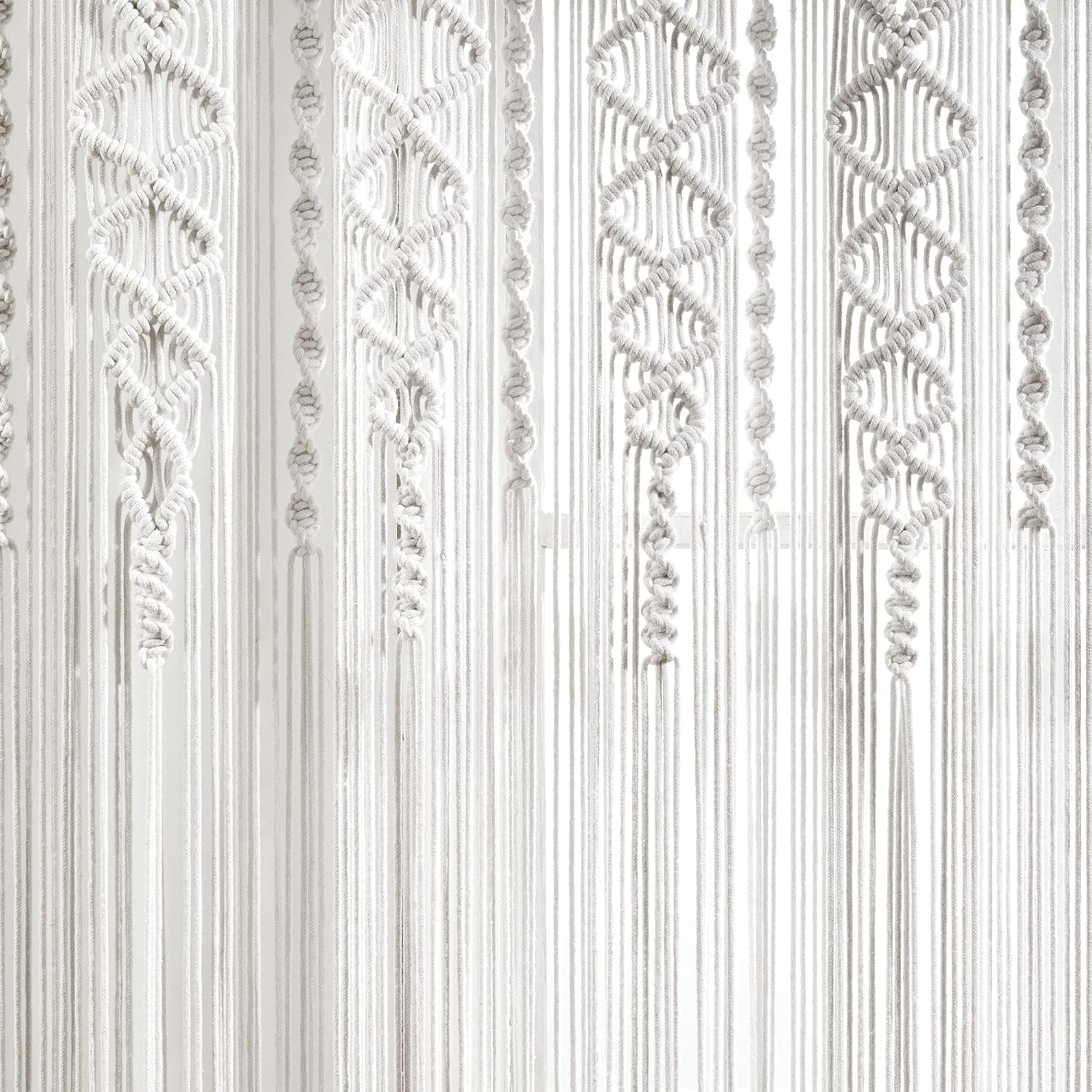 Lush Decor Boho Macrame Textured Indoor/Outdoor Window Curtain, Single Panel, 50" W x 84" L, White - Photo Or Wedding Backdrop - Patio Drop Curtains - Outdoor Curtains for Patio - Macrame Curtains