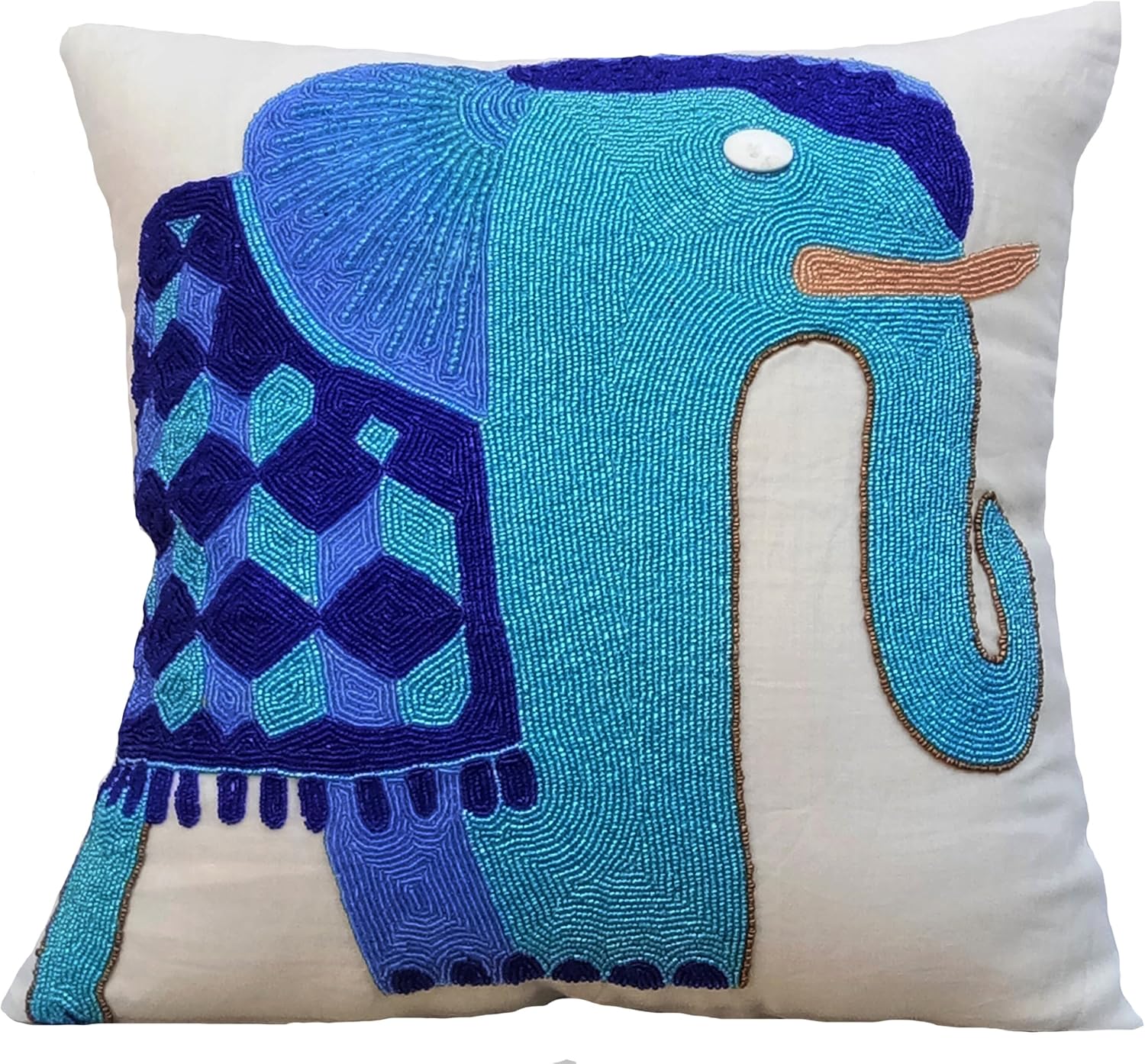 The HomeCentric Euro Pillow, Decorative Blue Euro Size Pillow Covers 26x26 inch (65x65 cm) Linen European Shams, Animal Print, Elephant, Traditional Euro Shams Easter - Blue Elephant