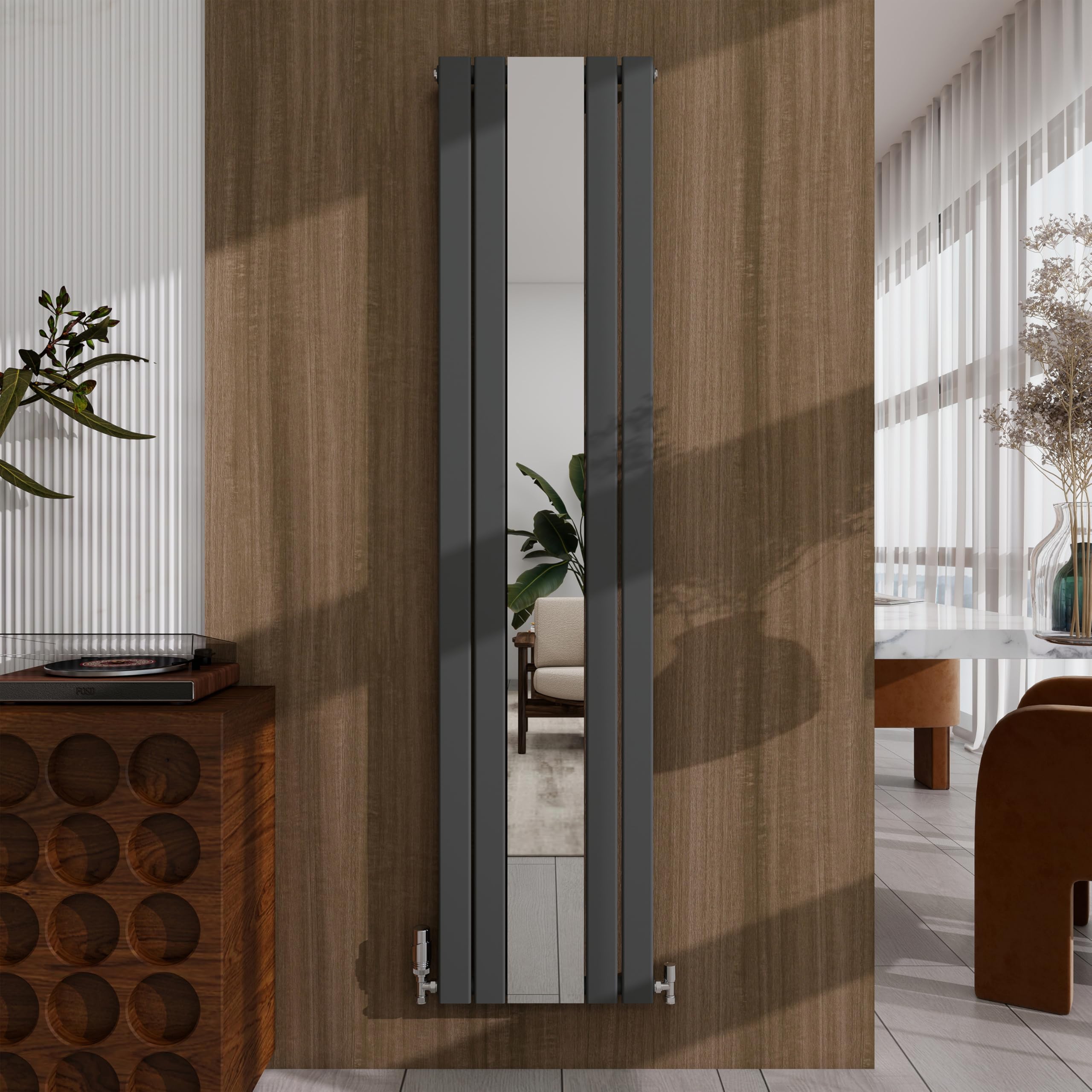Acezanble 1800x407mm Modern Vertical Mirror Radiator Anthracite Flat Panel Designer Central Heating Radiator