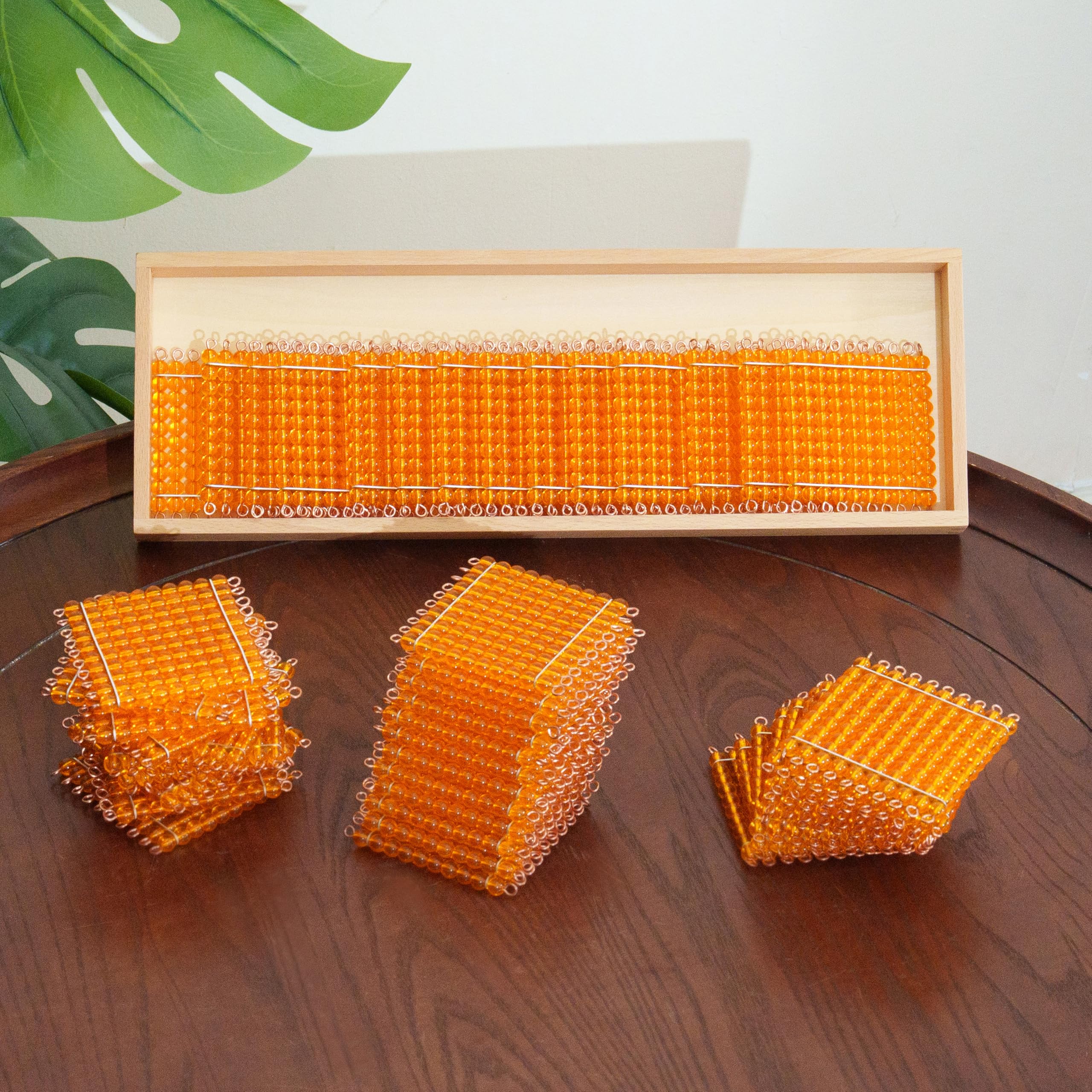 Cuadrados de cuentas doradas Montessori de alta calidad, 45 cientos cuadrados acrílicos con alambre de cobre, manipulador de matemáticas para sistema decimal, valor posicional y