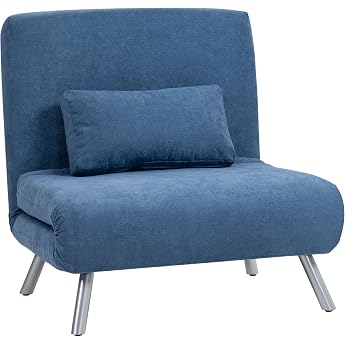 HOMCOM 3-in-1 Folding Sleeping Chair with Velvet Look 120 kg Blue