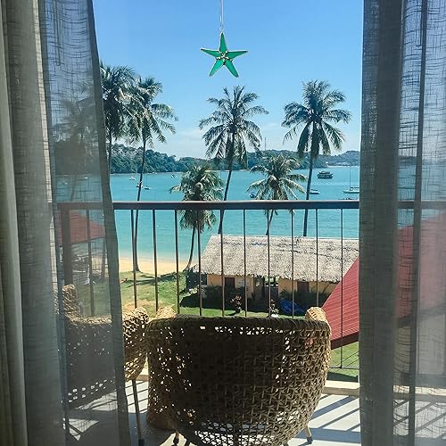 Miniatura 6 de Atrapasoles de estrellas de mar de cristal verde azulado de 3 pulgadas, ideal para decoración del hogar costero, decoración de dormitorio,