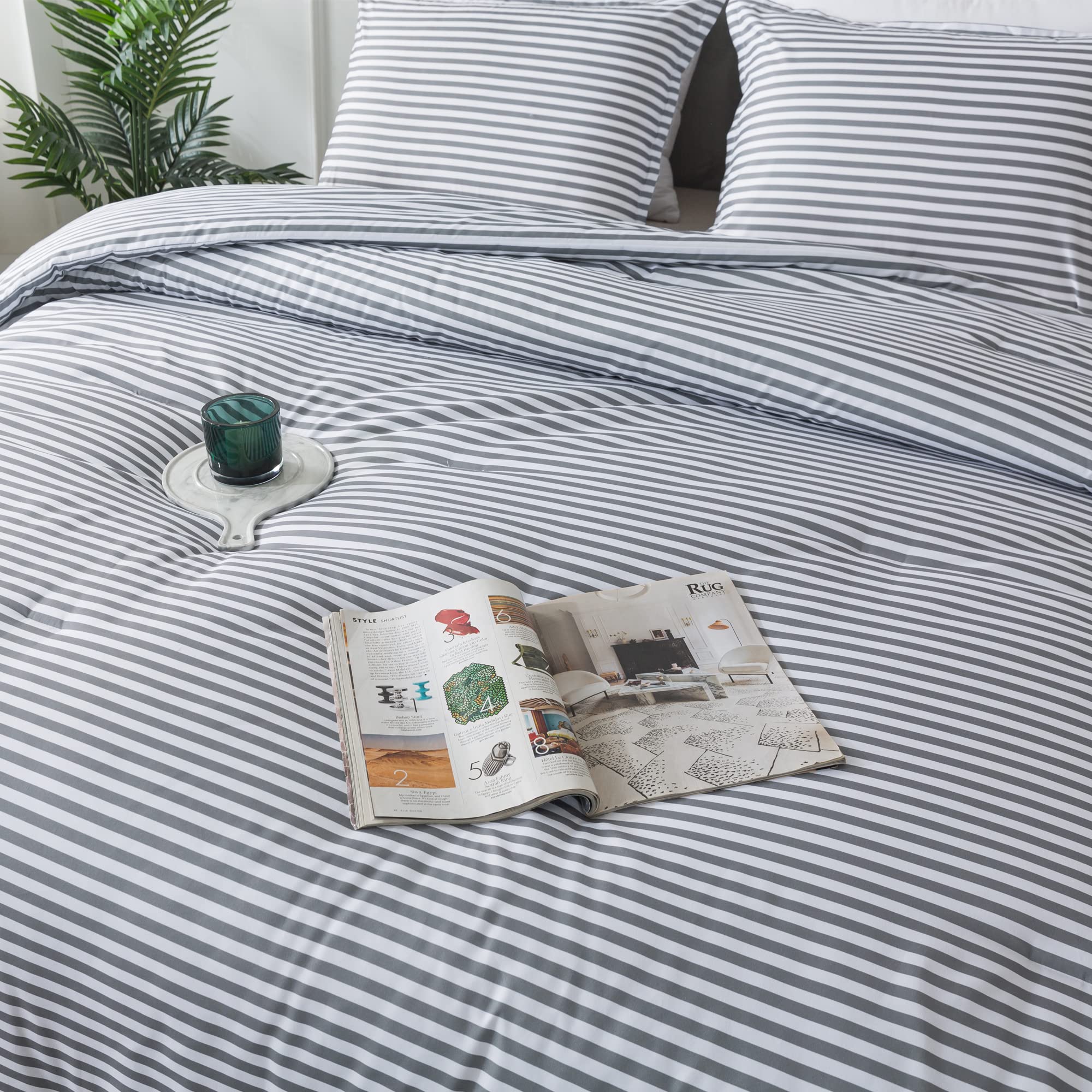 Andency Gray Striped Comforter Set 

