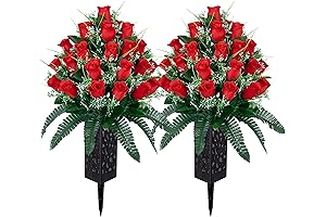 Cemetery Flowers | Vibrant Artificial Grave Decorations, Cemetery Vase Included