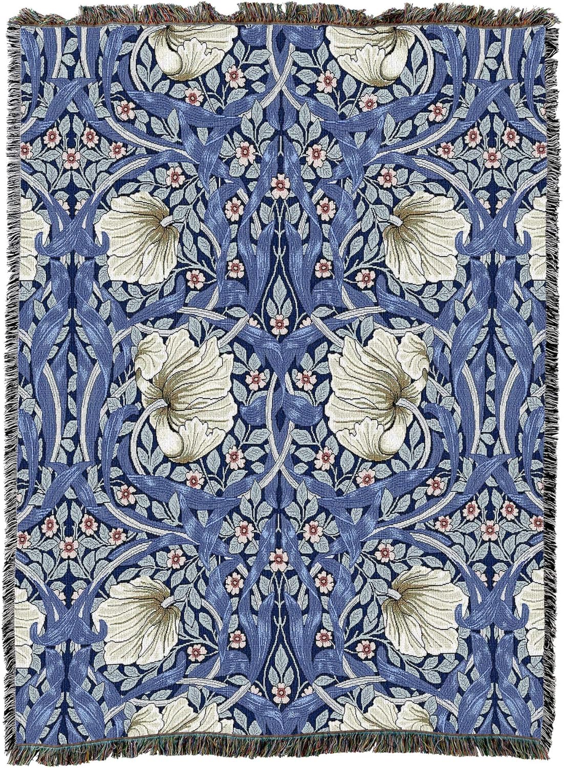 Pure Country Weavers William Morris Pimpernel Sterling Blanket - Arts & Crafts - Gift Tapestry Throw Woven from Cotton - Made in the USA (72x54)