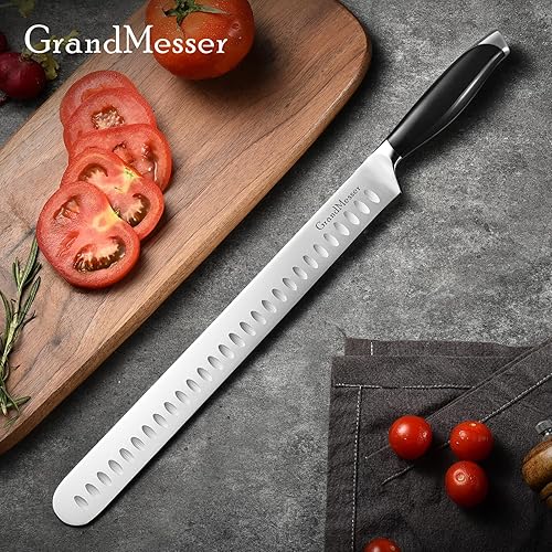 Miniatura 7 de Cuchillo para cortar rebanadas, cuchillo de pechuga de 12 pulgadas, diseño de mango ergonómico, para cortar barbacoa, pavo y jamón, carne asada con