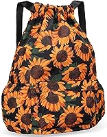 Vista 8 de Mochila con cordón para mujer, bolsa de gimnasio con cordón, resistente al agua, pequeña bolsa de cincha azul (Blue-Blue)