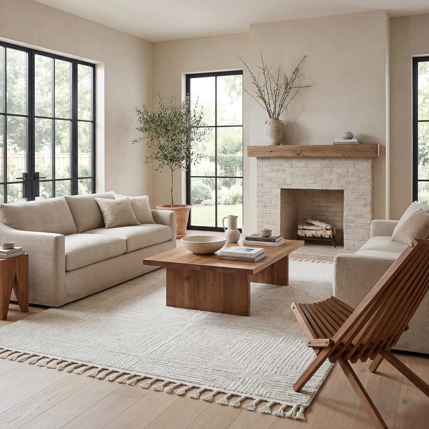 Nuloom Kerry Cream, 3' x 5', Geometric, Soft and Cozy, High Traffic, Stain Resistant, Easy Clean, Durable Area Rug for Bedroom, Living Room, Dining Space, Den, Foyer, Entryway