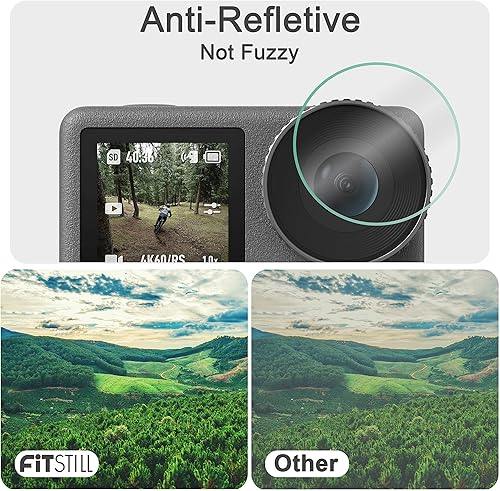 Miniatura 2 de FiTSTILL Película protectora de pantalla de vidrio templado solo compatible con DJI OSMO Action 3, protector de pantalla frontal y trasera, lámina