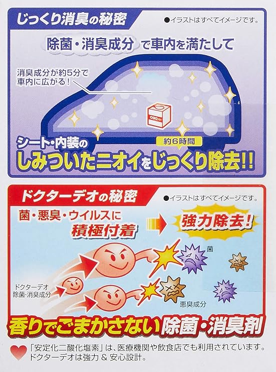 Amazon カーメイト 車用 除菌消臭剤 ドクターデオ Dr Deo スチーム 浸透タイプ 置き型 無香 安定化二酸化塩素 190ｇ D219 車 バイク 車 バイク