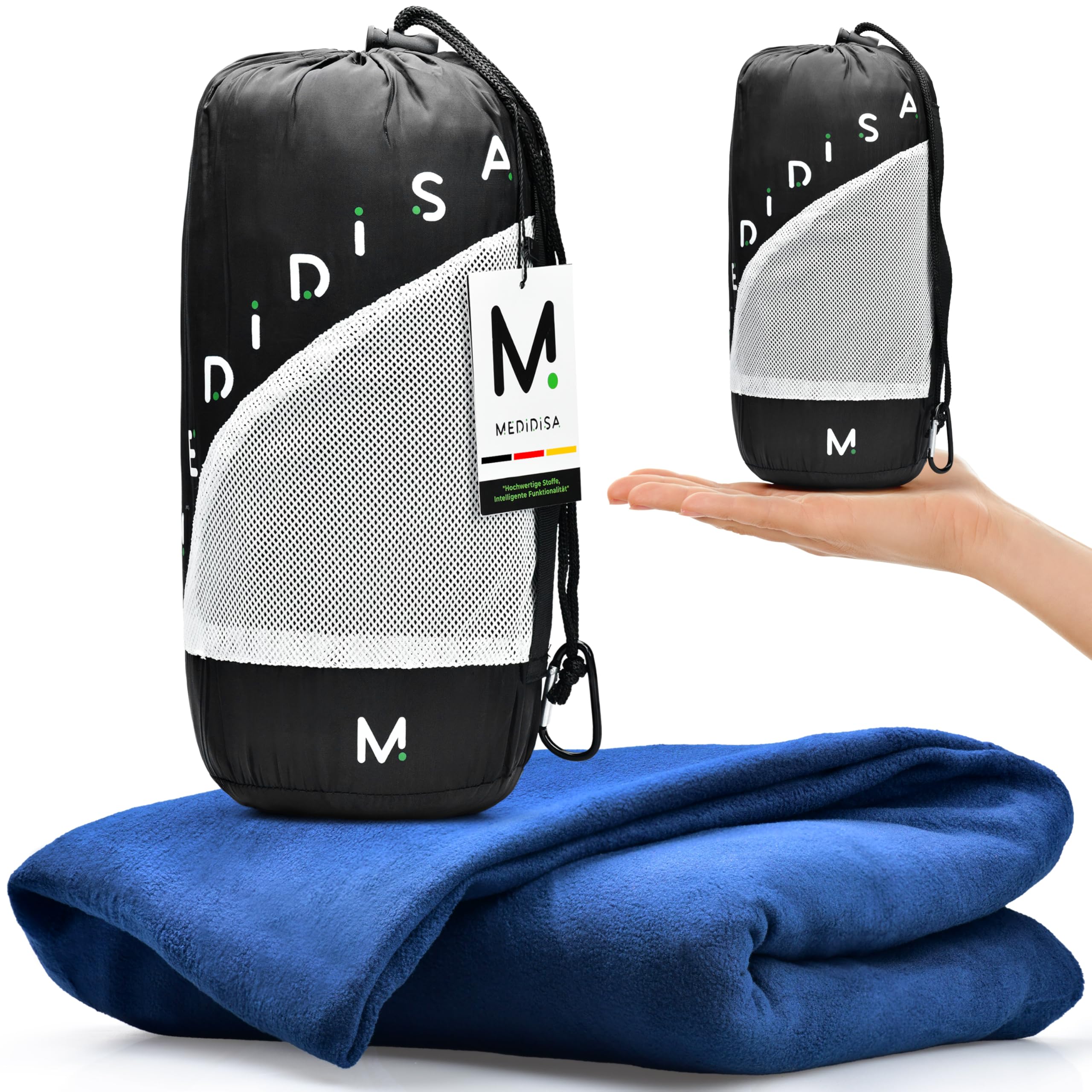 Manta de viaje ultraligera y cálida para viajes y camping (forro polar, 170 x 120 cm), manta ligera y cálida para vuelo y coche, manta fina y transpirable para niños y adultos (azul marino)
