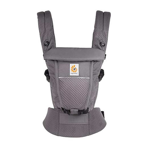 Ergobaby Adapt Baby Carrier for Newborns from Birth - Ergonomic SoftFlex™ Mesh 3-Position Abdomen and Back Carrier - Graphite Grey