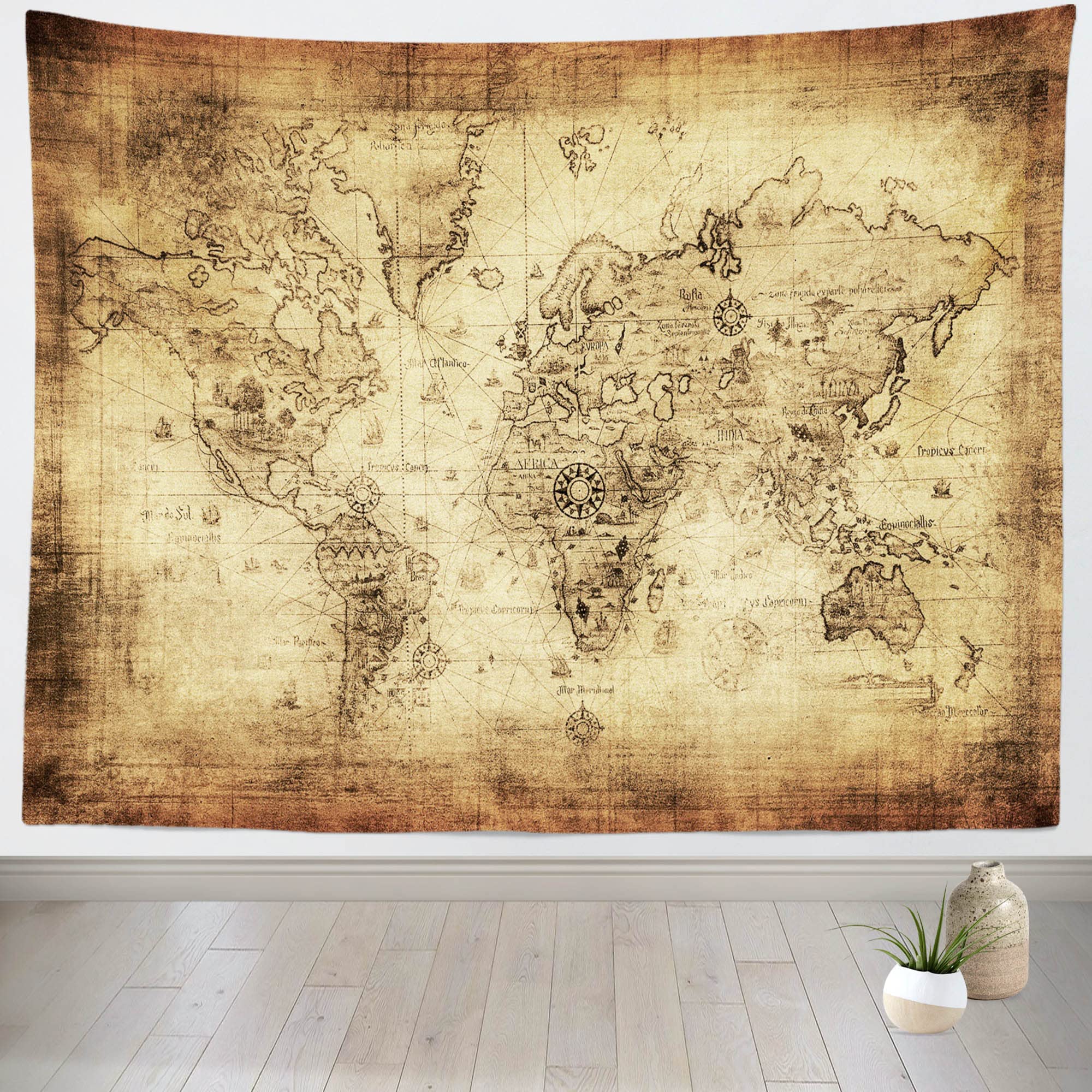 Travelers Atlas Of The World BELECO Vintage Map Backdrop Fabric 5x3ft ...