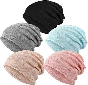 SATINIOR 5 Pieces Womens Slouchy Beanie Chemo Hat Stretch Cancer Head Wraps Sleep Head Scarf for Cancer Patient