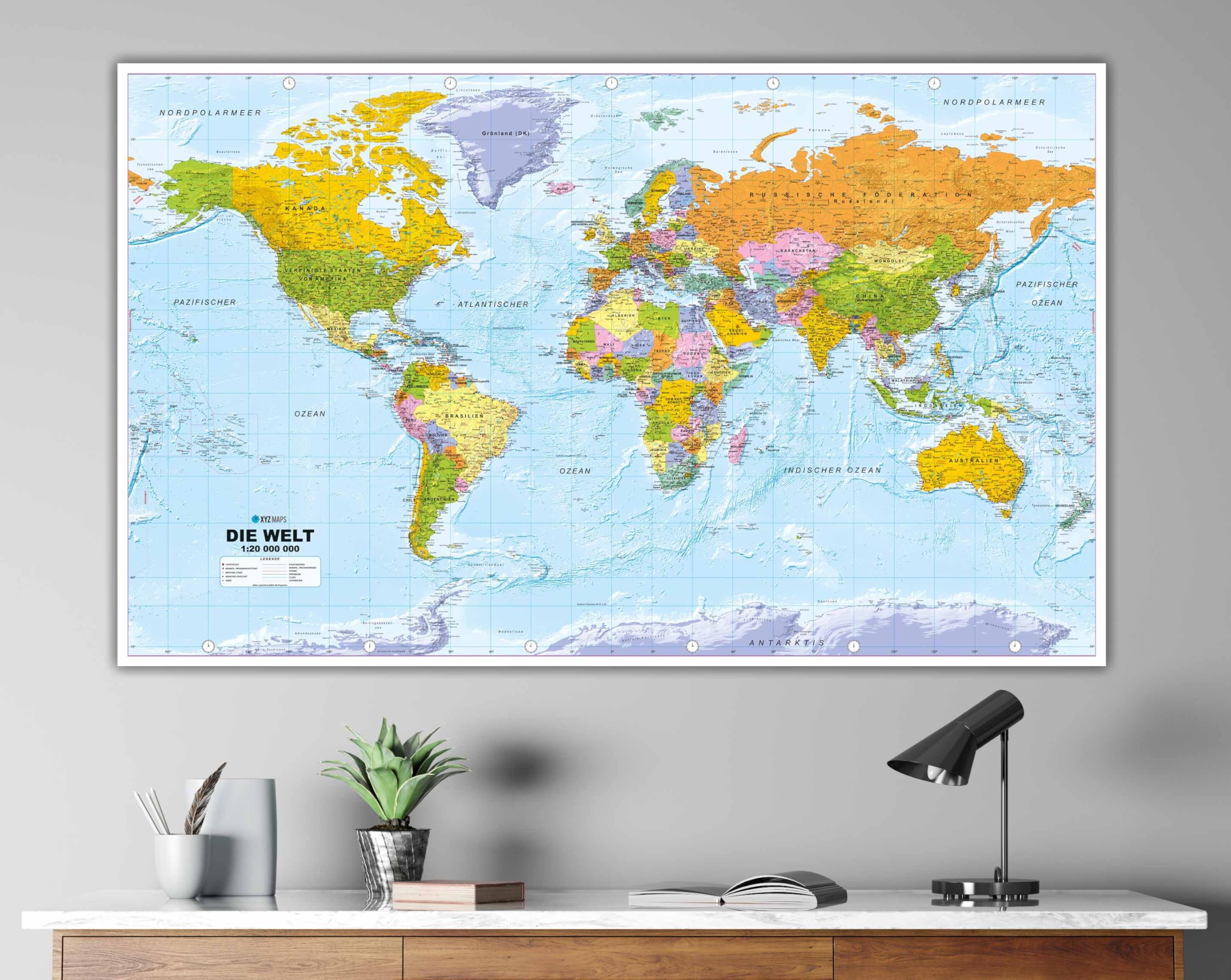 ORBIT Globes & Maps - Weltkarte XXL deutsch, 192 x 122 cm, Maßstab 1:20 Mio (laminiert)