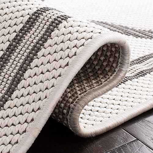 Miniatura 5 de SAFAVIEH Alfombra lavable Colección Bermudas, 9' x 12', marfil y gris, para interiores y exteriores, resistente a la intemperie, ideal para patio,