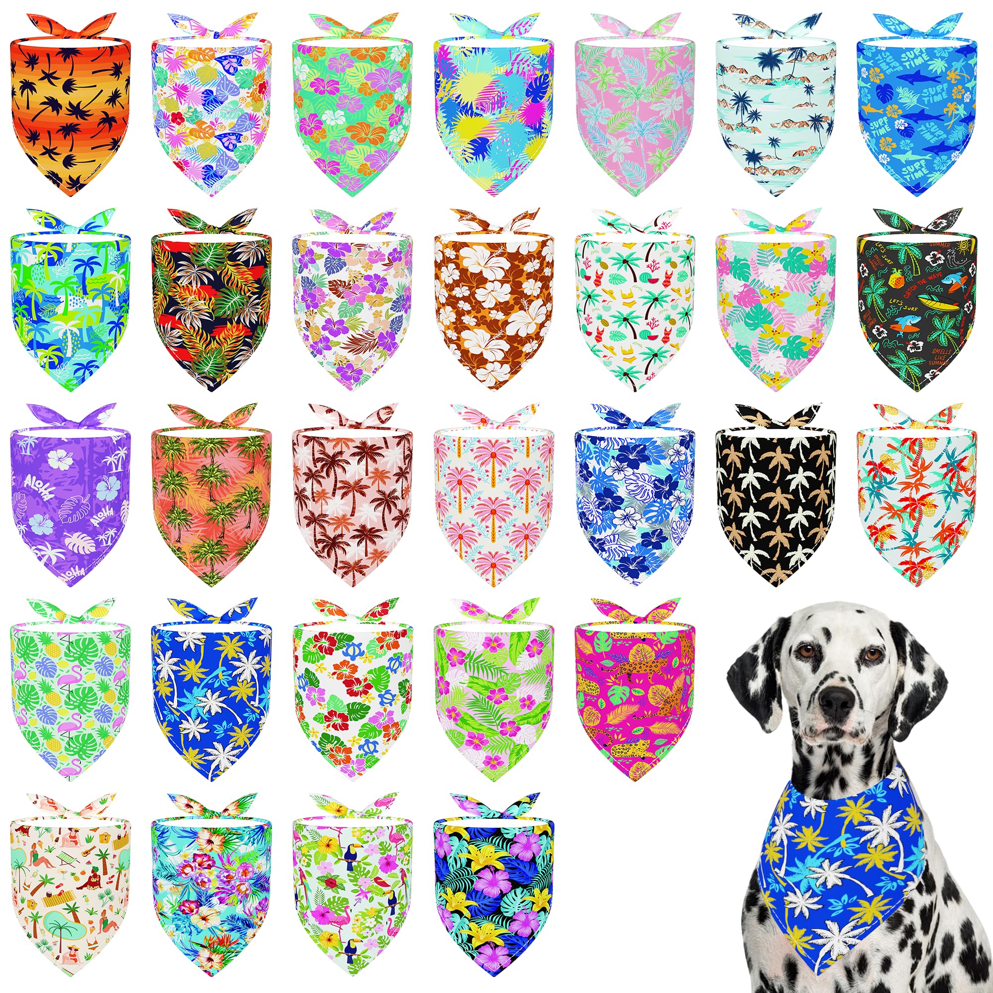 Bandanas grand chien XL 83,8 cm lot 30 imprimé tropical fête hawaïenne