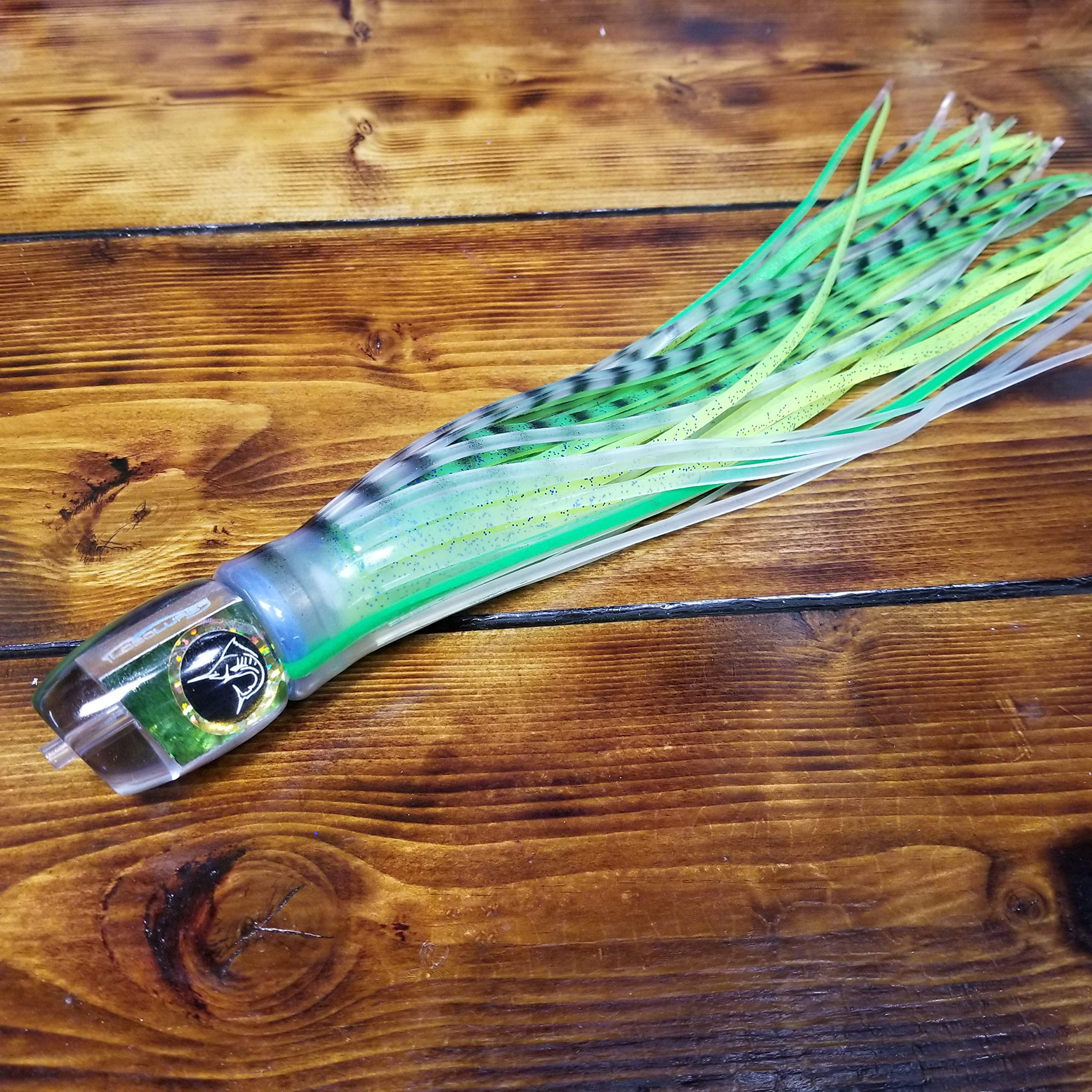 Lobo Lures12" Pelagic Magic UV Green Shell Plunger Style Custom Marlin & Tuna Trolling Lures