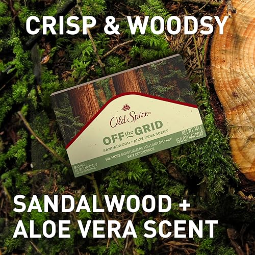 Miniatura 6 de Old Spice Jabón en barra premium, sándalo fuera de la rejilla + aroma a aloe vera, con limpiadores a base de plantas, 5.0 onzas (paquete de 6)