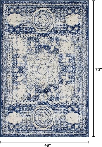 Vista 162 de Unique Loom Bromley Collection Vintage Traditional Medallion Border - Alfombra, Polipropileno, Amarillo/Crema azu/marfil,Gris