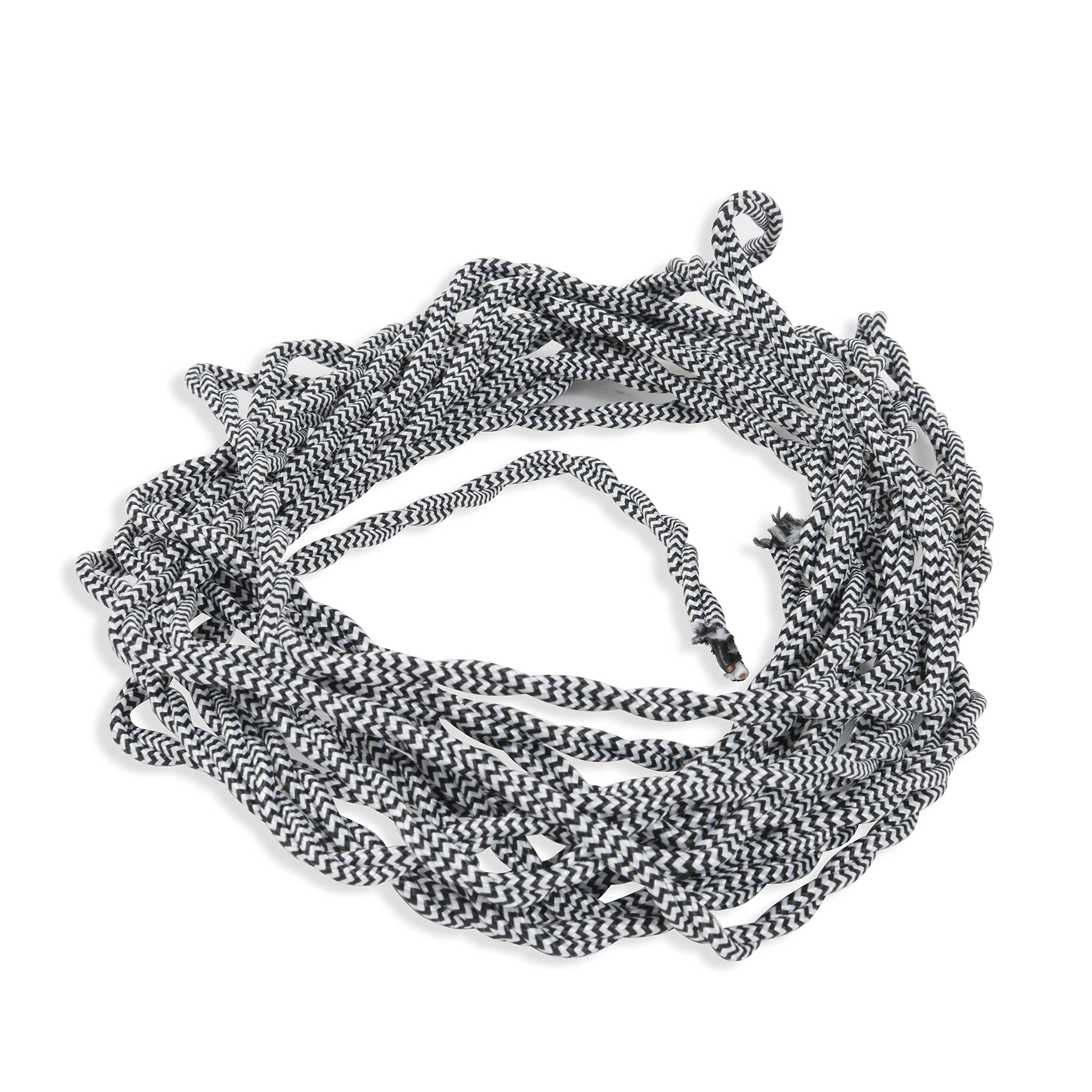 Rustic State Twisted 18/2 Cloth Fabric Electrical Cord 25 Feet for Vintage and Antique Lamps Rayon 18 Gauge For Industrial Vintage DIY Projects (Black/White)