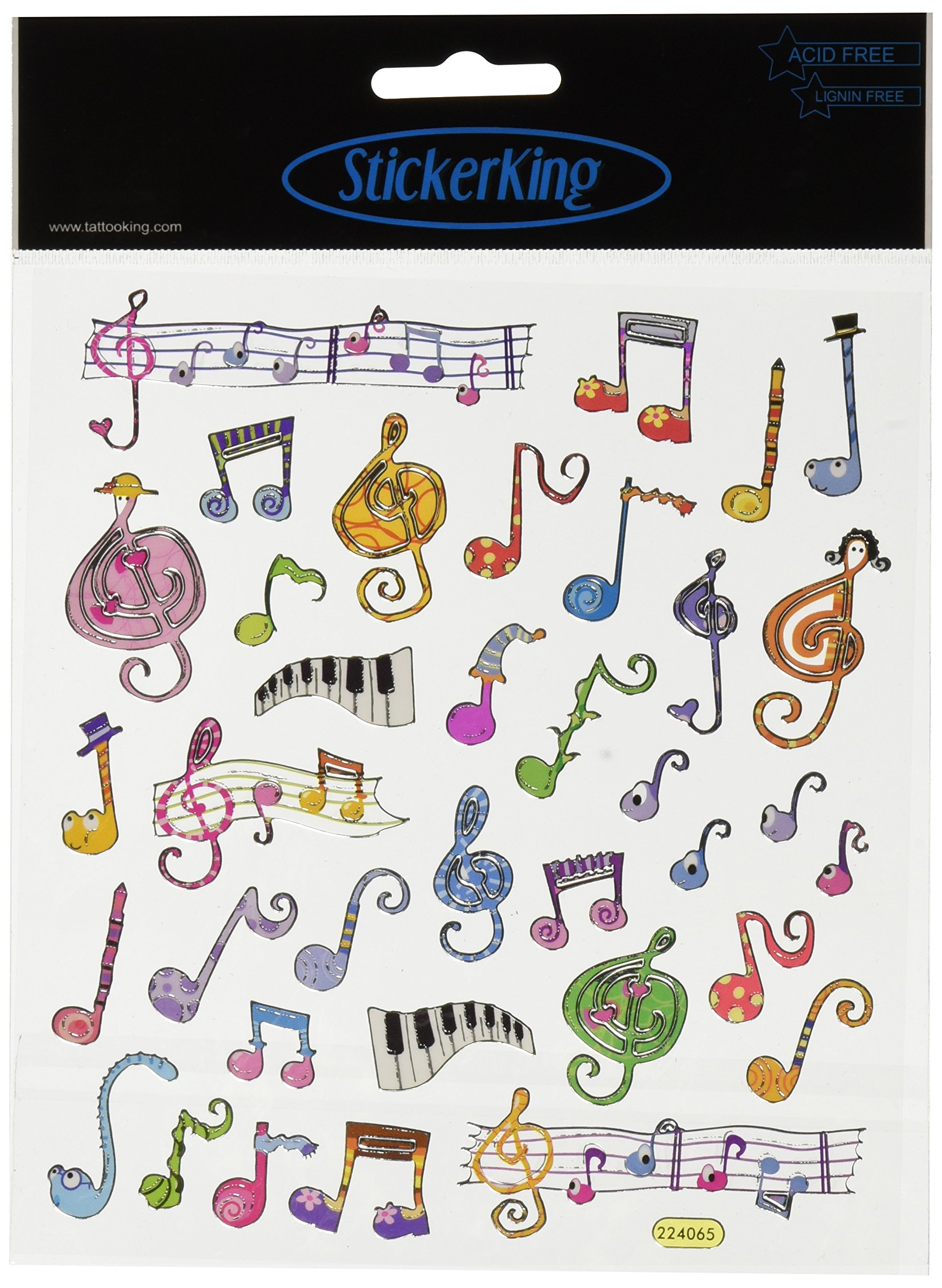 Tattoo KingMulticolored Stickers, Music Notes