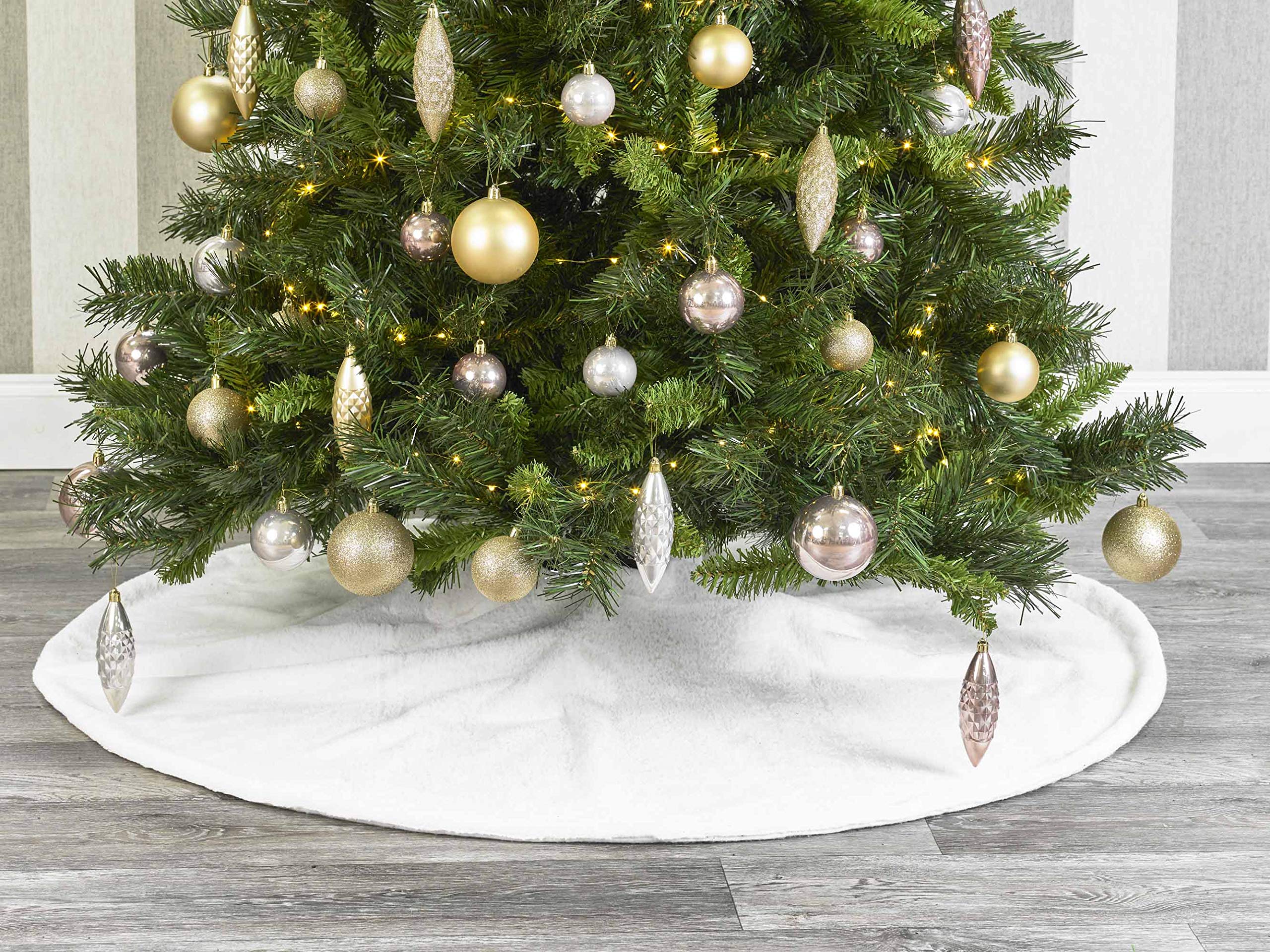URBNLIVING 120 and 90cm Christmas Soft Plush Fleece Snowy Felt Tree Skirts (120cm)