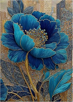 Blue Flower Puzzles for Adults 1000 Pieces, Beautiful Vintage Elegant Floral Jigsaw Puzzles, Diamond Aesthetic Art Plant Theme Puzzle Challenge for Adults Artistic