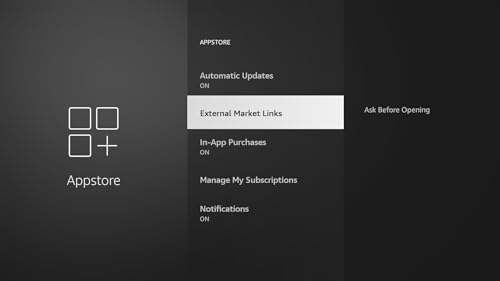 Appstore Settings - Loader shortcut for Fire TV