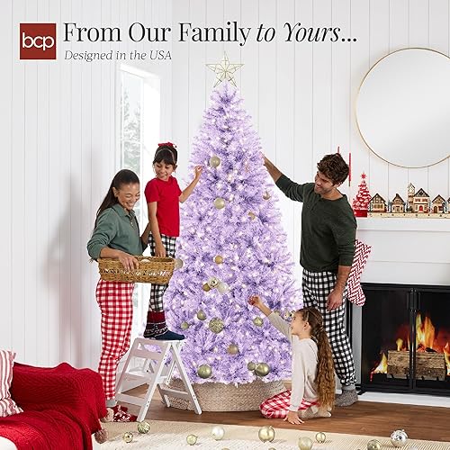 Miniatura 38 de Best Choice Products Árbol de Navidad negro preiluminado de 7.5 pies, decoración navideña completamente artificial para el hogar, oficina