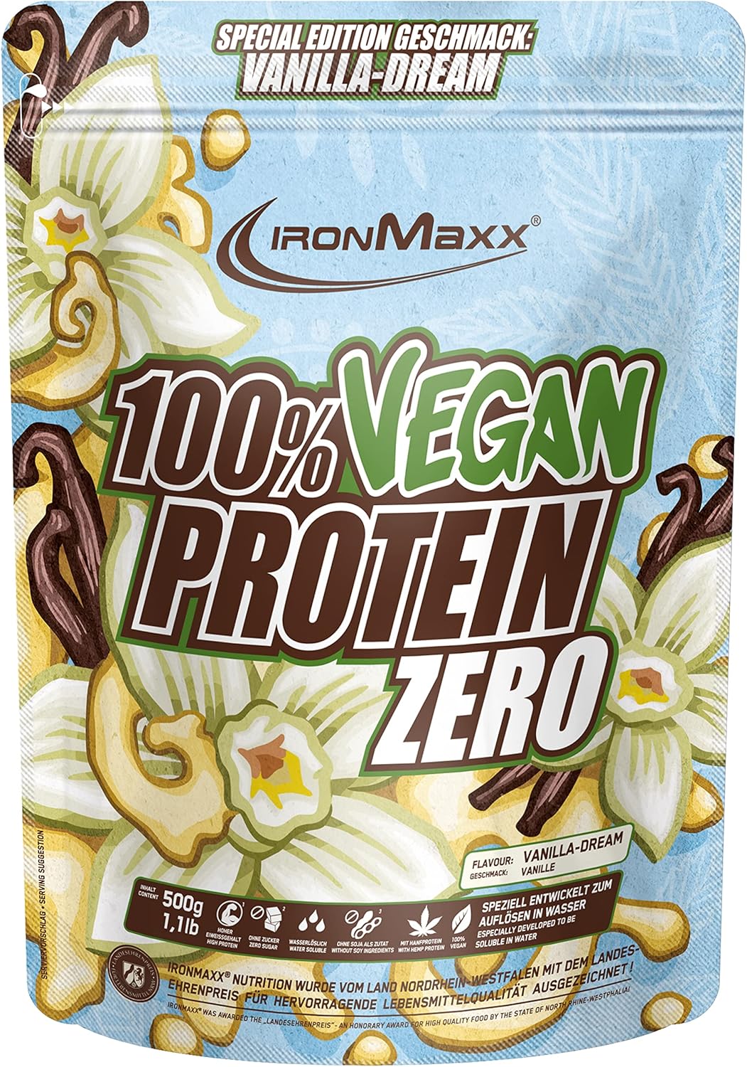 IronMaxx 100 Vegan Protein Zero Vanilla Dream 500g zuckerfreies