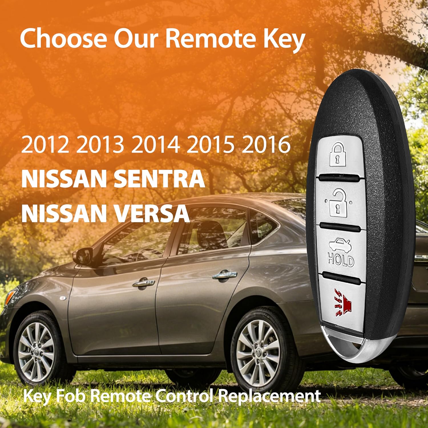 3 Buttons 433Mhz Smart Keyless Entry Car Fob Remote Key for 2012 2013 2014 2015 2016 Nissan Sentra Versa FCC ID : CWTWB1U815 46 Chip