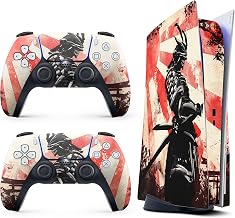 HK Studio Samurai Decal Sticker Skin Specific Cover for PS5 Disc Edition - Waterproof, No Bubble, Including 2 Controller Skins and Console Skin